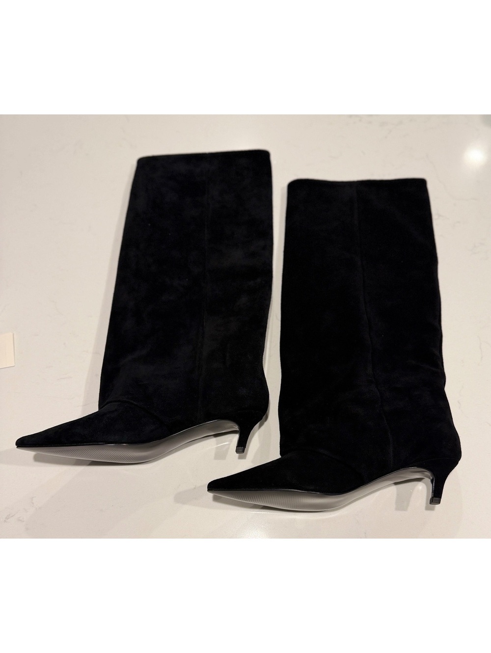 Steve Madden Black Suede Luca Knee Length Boots Women Size 6.5